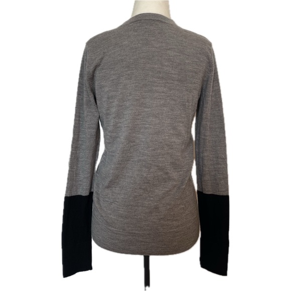 Club Monaco Crew Neck Sweater; Grey & Black 100% Merino Wool; Sz Med - Picture 3 of 10